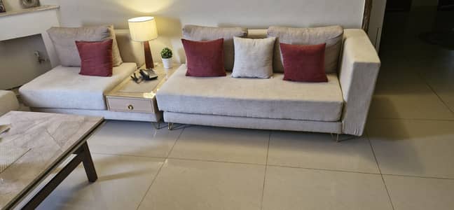 Almost new, 5 seater sofa with 2 side tables