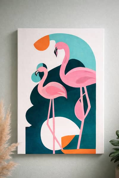 Original Handmade Acrylic Flamingo Painting | 12×18 Canvas