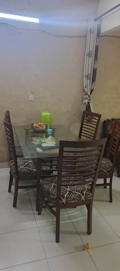 Dining table with six chairs