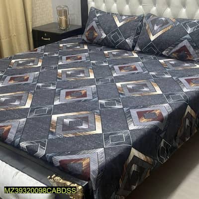 3 Psc Crystal Cotton printed double bed sheet