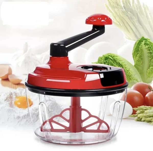 Hand Mixer Food Chopper: Manual Rotary Processor for Garlic, Onions, Salsa, Nuts