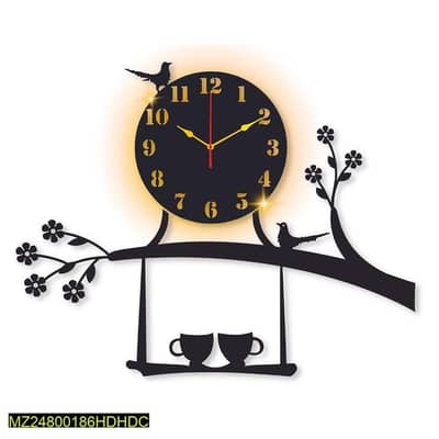 Beautiful Bird design Laminated  Wall Clock with Beautiful Backlight