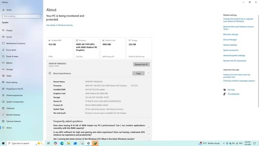 Dell laptop 16 gb ram storage 224 gb SSD 1gb graphics card