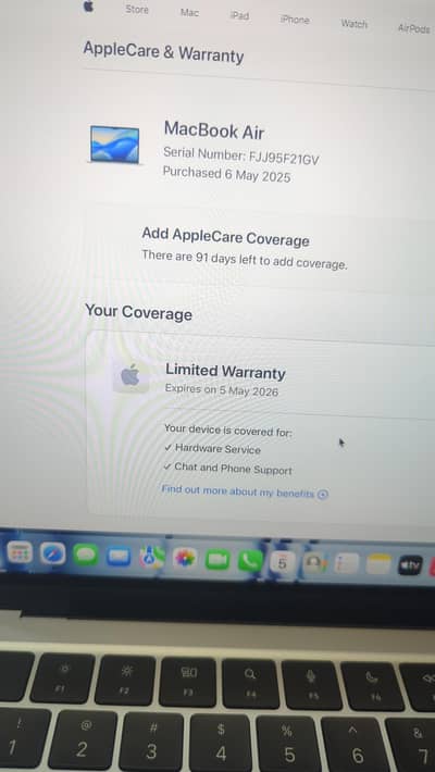 MacBook M4 Air 13 inch Display 24/512