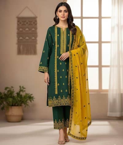 Embroidered 3 PC Suit