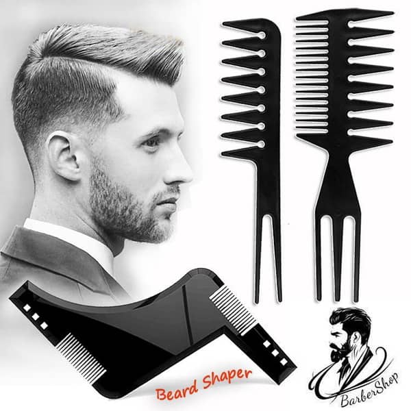 Pack Of 3, Men Professional Hairdressing Combs & Beared Shaping Combing For Men
