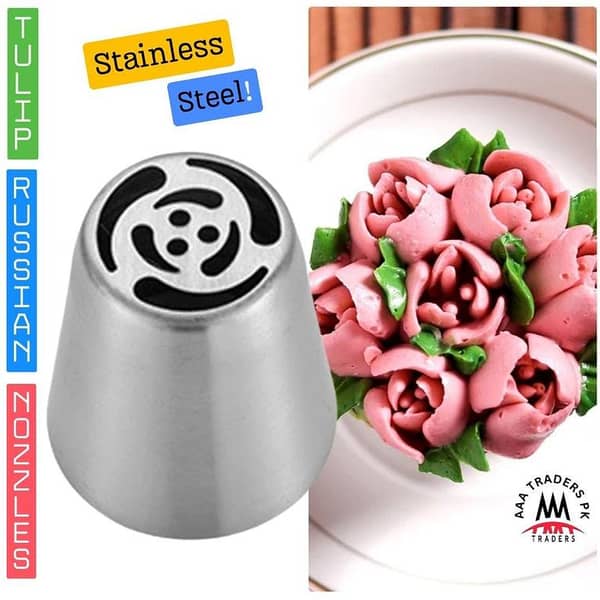Tulip Russian Nozzles Stainless Steel Large Size  Icing Piping Nozzles Tulip Flower Cream Pastry Tips Nozzles Bag Cupcake Cake Decorating Tools Molds