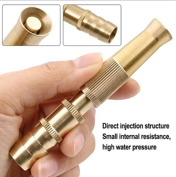 Golden Brass Nozzle Adjustable Sprayer for Water Gun – Car Wash, Garden and Home Cleaning