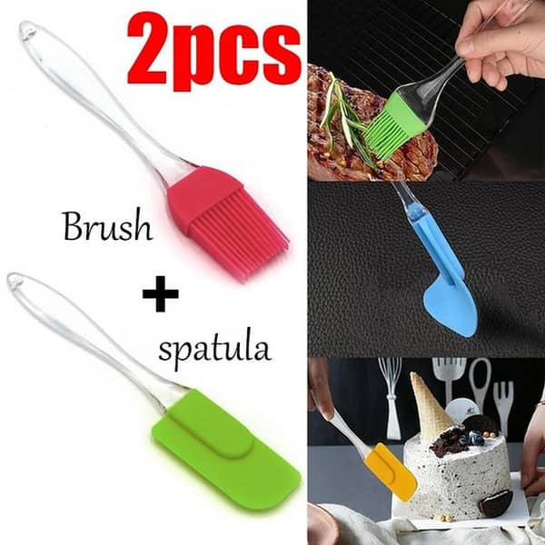 2Pcss - Silicone BBQ Pastry Brush And Scraper Kitchen Baking Tool Spatula