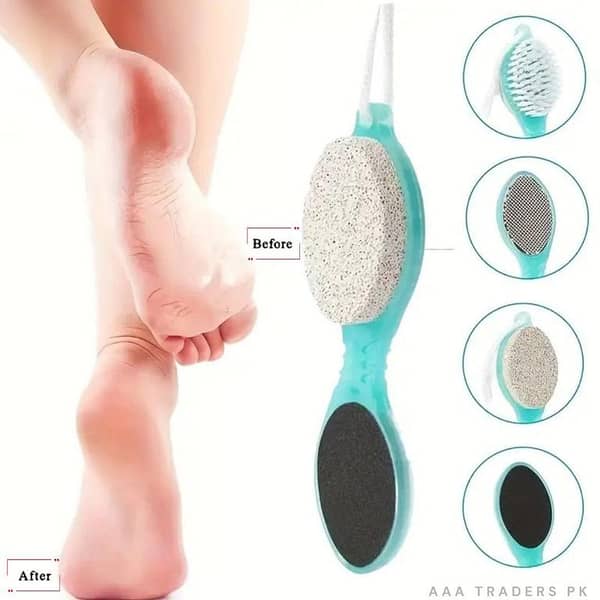 Volcanic Stone Foot File Callus Remover - 4 in 1 Unscented Pedicure Tool Set with Foot Scrubber and Pumice Stone Brush for Home Foot Care
