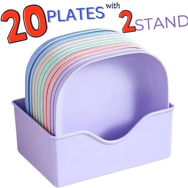 10 Plates with Stand Multi-function Spit Bone Dish Household Food Grade Plastic Spit Bone Dish Round Square Set Dining Table Garbage Plate