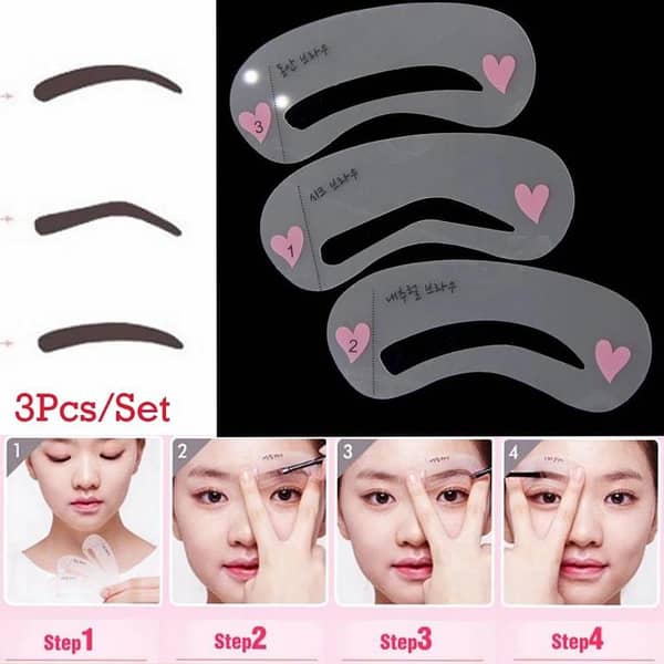 3Pcs Reusable Eyebrow Stencil Set for DIY Drawing, Shaping and Grooming