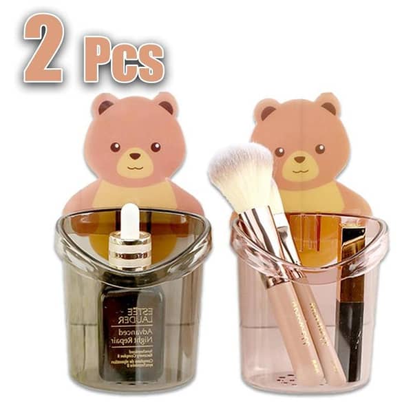 Cute Bear Toothbrush Holder and Toothpaste Storage Rack - Wall Mount for Kids