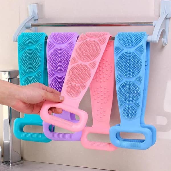 Body Wash Silicone Back Scrubber Belt, Double-Sided Shower Belt