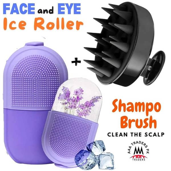 Silicone Shampoo Brush & Facial Ice Roller Set