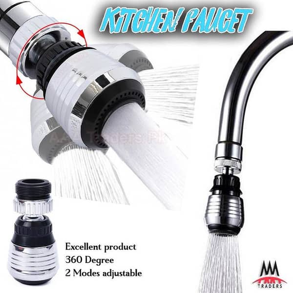 360° Kitchen Faucet Aerator with 2 Modes, Anti-Splash Water Diffuser, Water-Saving Nozzle and Shower Connector