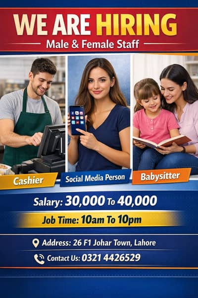 Female/male    , cashier, Social Media person and babysitter