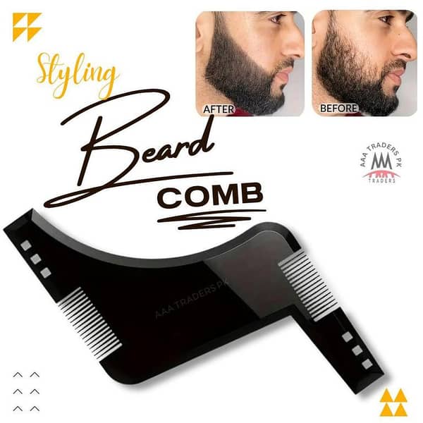 Men's Beard Shaping Template with Built-in Comb for Precise Lineup and Edging