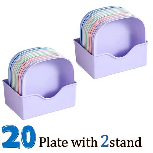 2in1 Samosa & Kachori Maker, LARGE SIZE Dumpling Maker Machine & 10Plates With Stand Colorful Plastic Plate Multi-function Creative Spit Bone Dish ,,Fully Automatic and Easily Curry Puffs Maker, Empanada Maker Press, New Mould for Gujia Ghughra Momos Samo