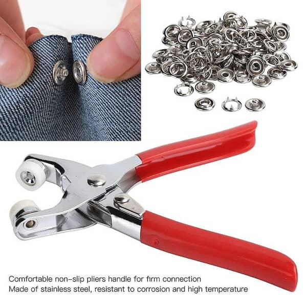 Plier Tool 50 Sets Metal Snap Button Kit for Thickened Fasteners DIY Craft and Sewing