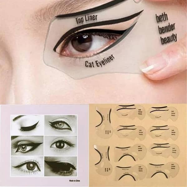 6Pcs Reusable Stencil Set for Cat Eyeliner and Smoky Eye Guide