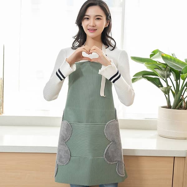 Cooking Apron with Pockets - Adjustable, Polyester, Black or Green