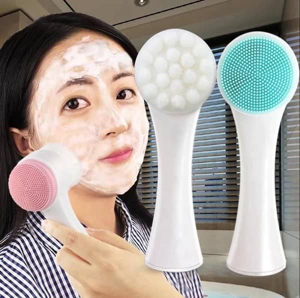 3D Double Sides Silicone Face Cleanser Facial Cleansing Brush Portable Face Cleaning Massage Tool