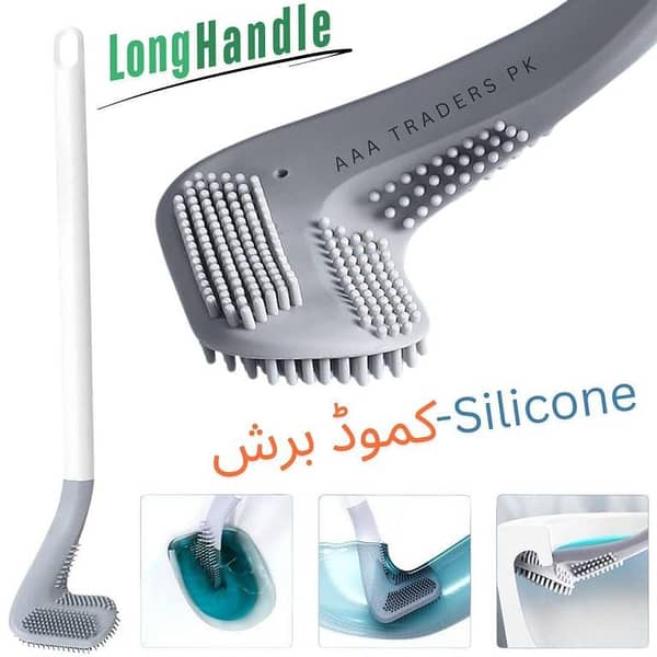Silicone Golf Long Handled Toilet Brush Silicone Bristles Cleaner Quick WC / Commode Toilet Drying Bathroom Accessories / Golf Type Toilet Bowl Brush Wall Mounted With Non-slip Handle / Long-Handled Toilet Brush Soft Rubber Golf Head Shape Cleaning Tools