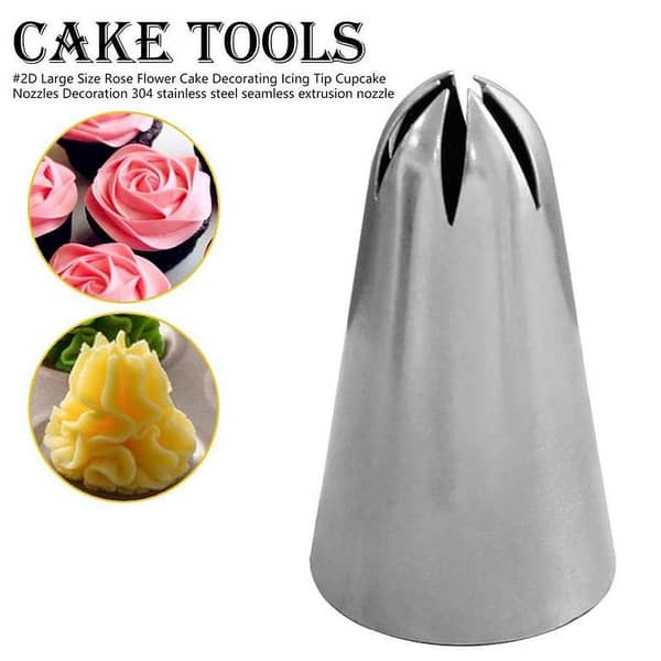 2D Nozzle Silver Stainless Steel Rose Flower Cream Piping Nozzles Cupcake Baking Decoration Cake Decorating Tools #2D