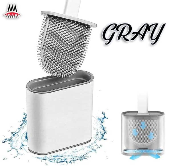 Silicone Toilet Brush with Toilet Brush Holder Creative Cleaning Brush
