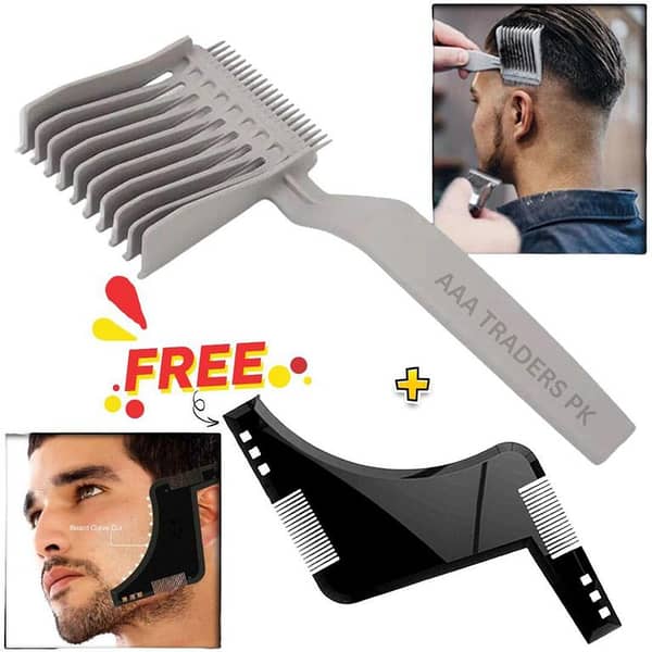 Beard Shaping Shaper Plus with Comb & Barber Fade Combs for Line Up, Beards, and Hair Cutting