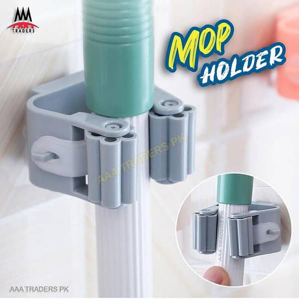 Strong Wall Mounted Mop Organizer Holder - Brush Broom Hanger - Storage Rack Kitchen Clip - Seamless Mop Hook