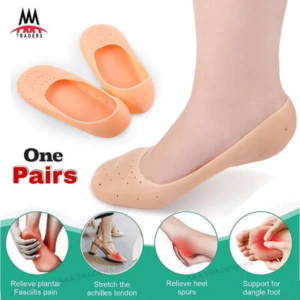 1Pair (2Pcs ) Silicone Feet Care Boat socks Moisturizing Gel Heel Socks with Pain Relief Crack Hole Cracked Foot Skin Care Protectors Foot Care Tool