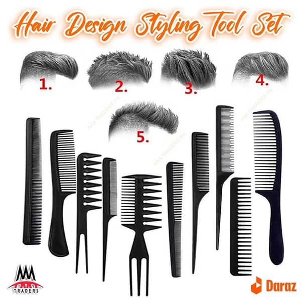 10Pcs/Set: Professional Hairdressing Combs for Men and Women – Curly Hair Design Styling Tool Set, Anti-Static, Heat-Resistant, Black