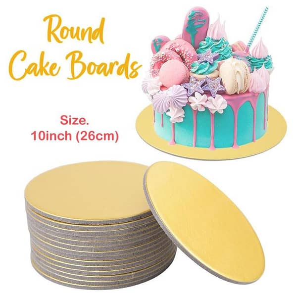 4pcs - 10 Inches Round Cake Boards Set Cakeboard Base Disposable Paper Cupcake Dessert Tray Cake Tools for Wedding Birthday