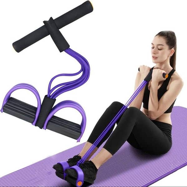 Fitness Resistance Bands - 4-Tube Pedal Ankle Puller with Handles for Full-Body Training