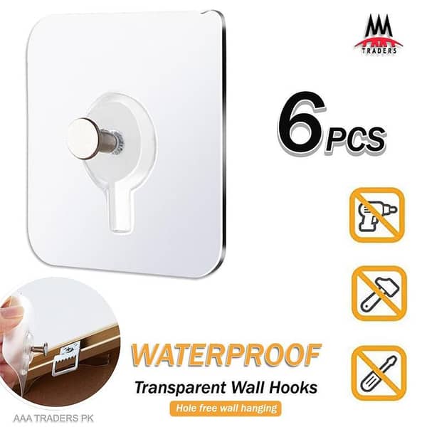 Strong Transparent Self-Adhesive Screw Hook | Nail-Free Wall Hanger for Photos, Kitchen & Bathroom
