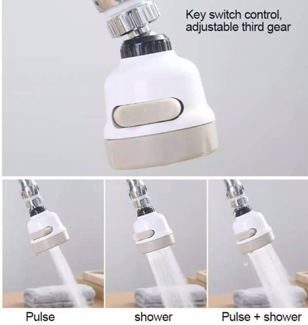 [3 Modes] Kitchen Faucet Spray Head with 360° Rotatable Nozzle – Splash Filter, ABS & Stainless Steel