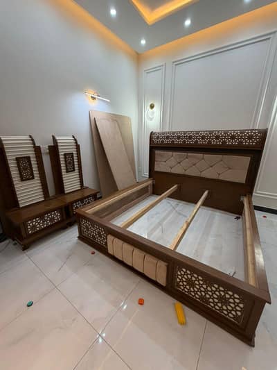 Luxury Double Bed with Elegant Carving