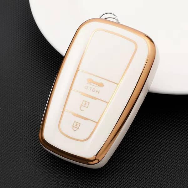 Toyota Cross TPU Key Cover – White Edition for Smart Key Protection