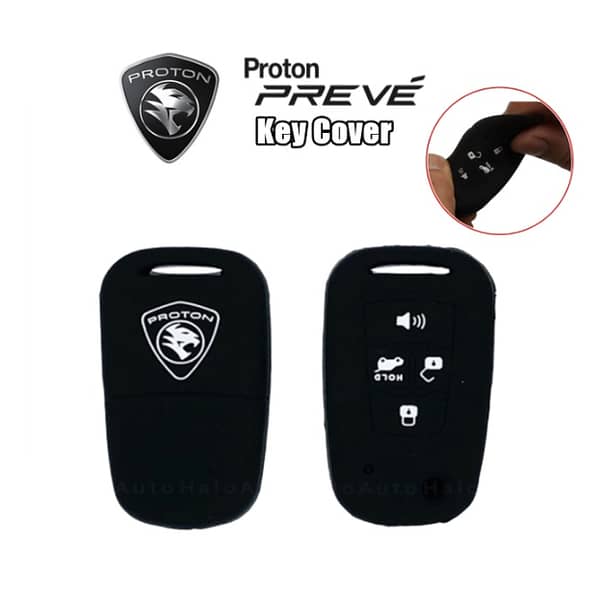 Proton Saga Silicone Key Cover with 2 Buttons for Smart Remote Key (Black)