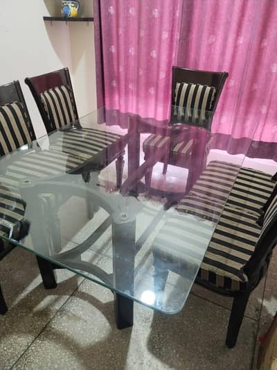Glass Dining Table with 6 Chairs