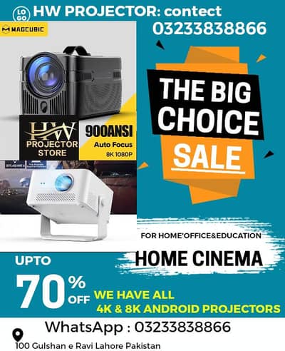 FULL HD 4k 4 ANDROID SMART PROJECTOR/MULTIMEDIA PROJECTOR/HOME CINEMA