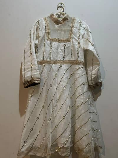 Elegant White & Purple 3-Piece Suit with Crushed Sharara