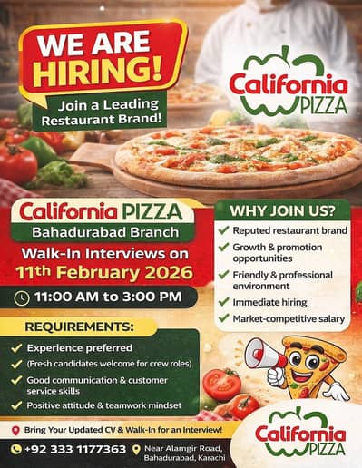 URGENT HIRING – Restaurant Staff Required