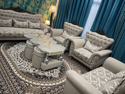 The seven-seater sofa is in brand new condition.