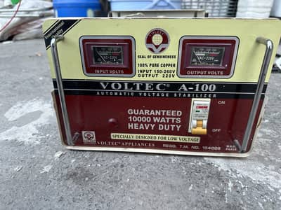 VOLTEC A100 10kVA (10000W) AC Stabilizer | Pure Copper | Like New