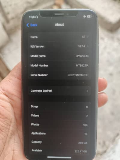 Iphone xs jv 256 gb water pack  exchange possible