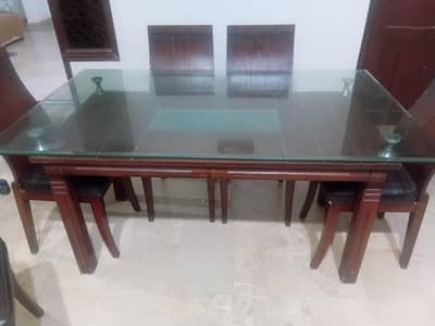 dinning table with 6 chairs completely in oak wood for sale