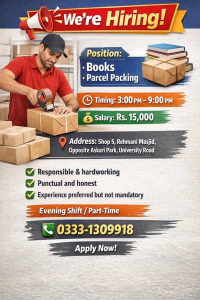 Shop sales person and parcel packing